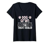 Womens Dog Gran Or As My Pups Call Me The Treat Dealer V-Neck T-Shirt