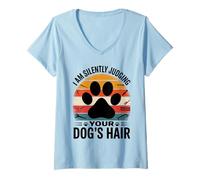 Womens Dog Grooming Humor I Am Silently Judging Your Dog's Hair V-Neck T-Shirt
