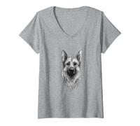 Womens Dog Lover Abstract Sketch Art Cute Puppy Scribble Dog V-Neck T-Shirt