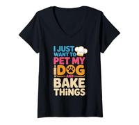 Womens Dog Mom Life Baking Cupcakes Funny Cozy Kitchen Quote V-Neck T-Shirt