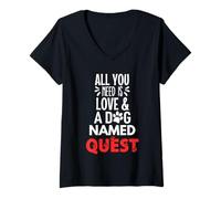 Womens Dog Name Quest - All You Need is Love! V-Neck T-Shirt