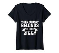 Womens Dog Name Ziggy Gift Belongs to Pet Dog Ziggy V-Neck T-Shirt