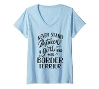 Womens Dog Owner Gift A Girl And Her Border Terrier V-Neck T-Shirt