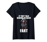 Women's Dog Owner Saying If They Talk About Your Back Fart Meme V-Neck T-Shirt