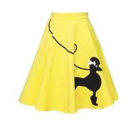 Women's Dog Printed High Waist Poodle Skirt 50s Vintage Loose Fold Pleated A-line Zipper Skirts, Fancy Dress Dance 50s 60s, Theatre, Show, Events Yellow