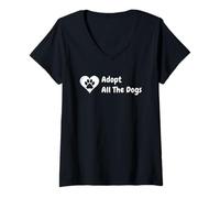 Womens Dog Rescue, Adopt All The Dogs V-Neck T-Shirt