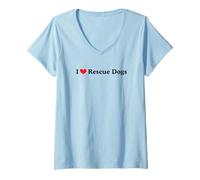 Womens Dog Rescue, I Love Rescue Dogs V-Neck T-Shirt