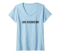 Womens Dog Rescue, Love Rescued Me, Adopt a Dog V-Neck T-Shirt