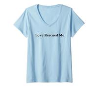 Womens Dog Rescue, Love Rescued Me V-Neck T-Shirt