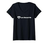 Womens Dog Rescue Love Rescued Me V-Neck T-Shirt