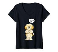 Women's Dog says no Means no, Saying Against Everything - Anti-Opinion V-Neck T-Shirt