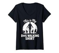 Womens Dog Sitting Dog Owners Dog Trainer This is My Dog Walking V-Neck T-Shirt