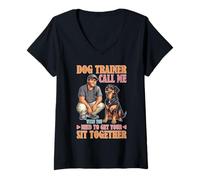 Womens Dog Trainer Call Me to Fix Your Sit Together V-Neck T-Shirt