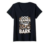 Women's Dog Trainer Fluent in Bark V-Neck T-Shirt