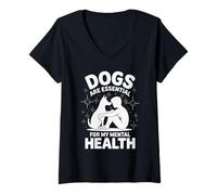 Womens Dogs are Essential for My Mental Health Puppy Love Therapy V-Neck T-Shirt