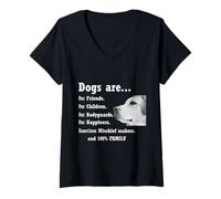Womens Dogs are Our Friends Our Children Our Happiness Dog Lover V-Neck T-Shirt