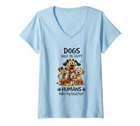Womens Dogs Make Me Happy Humans Make My Head Hurt V-Neck T-Shirt