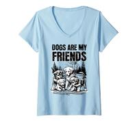 Womens Dogs Teach Me What Friendship Means | Loyalty and Patience V-Neck T-Shirt