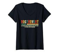 Womens Dogtrovert Cool Vintage Dogtrovert Definition V-Neck T-Shirt