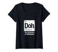 Women's Doh The Element of Mistakes Funny Science Periodic Table V-Neck T-Shirt
