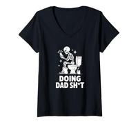 Women's Doing Dad Shit Dad Joke Funny Father's Day V-Neck T-Shirt