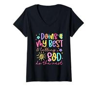 Womens Doing My Best and Letting God Do The Rest Christian Faith V-Neck T-Shirt