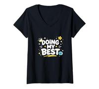 Women's Doing My Best Funny Honest Work Mindset Design V-Neck T-Shirt