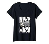 Women's Doing My Best It is Not Much Funny Sloth Lazy Humor V-Neck T-Shirt