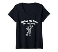 Women's Doing My Best It's Not Much Funny Tired Relatable Graphic V-Neck T-Shirt