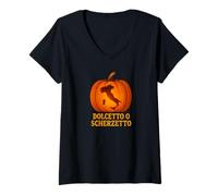 Womens Dolcetto o Scherzetto Italy Pumpkin V-Neck T-Shirt