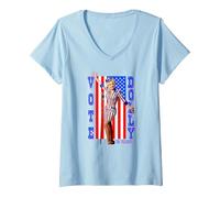 Women's Dolly Parton for President V-Neck T-Shirt, Baby Blue, Medium