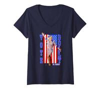 Women's Dolly Parton for President V-Neck T-Shirt, Navy Blue, Small