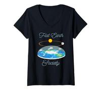 Womens Dome Model Theory Society Sun Moon Orbit Humor V-Neck T-Shirt