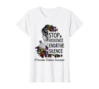 Womens Domestic Violence Awareness Stop Violence End Silence Ribbon T-Shirt