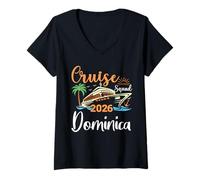 Womens Dominica Cruise Squad 2026 Family Holiday Matching V-Neck T-Shirt