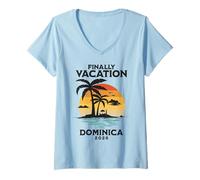 Womens Dominica Vacation 2026 Outfit Caribbean Island V-Neck T-Shirt