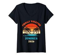 Womens Dominica Vacation 2026 Outfit Caribbean Island V-Neck T-Shirt
