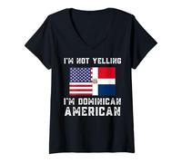 Womens Dominican American Flag Apparel - Funny Dominicans Design V-Neck T-Shirt