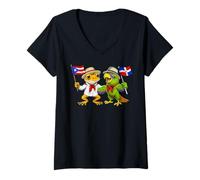 Womens Dominican Republic Puerto Rico Flag Proud Puerto Rican V-Neck T-Shirt