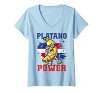 Women's Dominican Republic Singing Platano Power Flag for Kids V-Neck T-Shirt