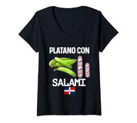 Women's Dominicana Flag RD Dominican Republic Food Mangu Plantain V-Neck T-Shirt