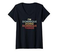 Women's Dominique Name Dominique Personalized Name First Given V-Neck T-Shirt