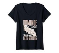 Womens Dominoe Where The Fun Gets Serious V-Neck T-Shirt