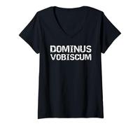 Womens Dominus Vobiscum Catholic Saying Latin The Lord Be With You V-Neck T-Shirt