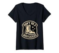 Womens Don’t Be Bootlicker Resist Authoritarianism Political Rebel V-Neck T-Shirt