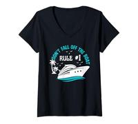 Womens Don’t Fall Off The Boat Funny Cruise Vacation Rule V-Neck T-Shirt