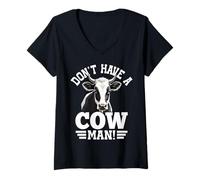 Womens Don’t Have A Cow, Man! Cattle Farmer V-Neck T-Shirt