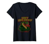 Womens Don’t Hiss Me Off Funny Cobra Snake Lover Pun V-Neck T-Shirt