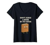Womens Don’t Judge a Book by Its Cover - Funny Mean Book Cartoon V-Neck T-Shirt