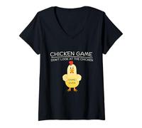Women's Don’t Look at The Chicken Challenge Mode Activated V-Neck T-Shirt